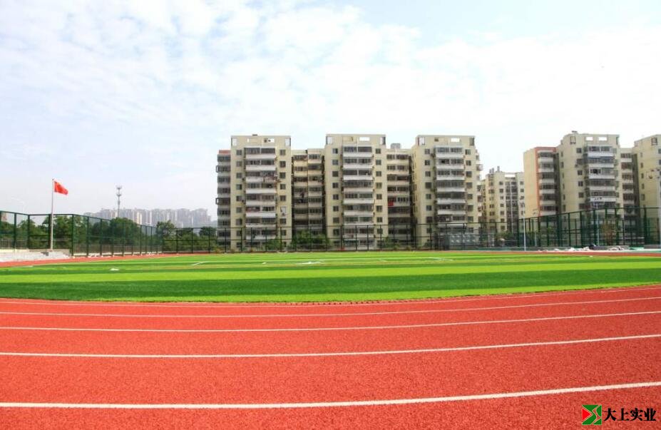 紅色塑膠跑道和綠色足球場(chǎng)